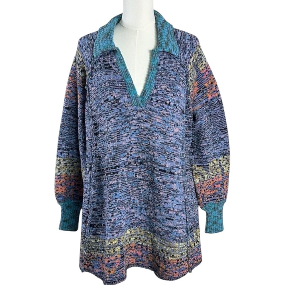 Free People Bohemian Seasons Of Sun Oversized Tunic Sweater Dress XL 70s Fall - Picture 6 of 12